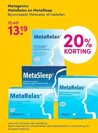 DA Metagenics MetaRelax en MetaSleep aanbieding