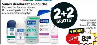 Kruidvat Sanex Deodorant En Douche 2+2 Gratis aanbieding