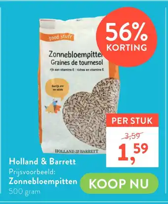 Holland & Barrett Holland & Barrett zonnebloempitten aanbieding