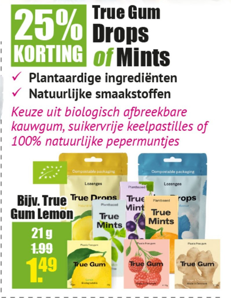True Gum Drops of Mints aanbieding bij Gezond & Wel