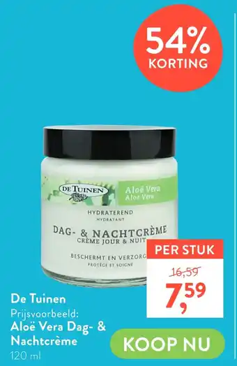 Holland & Barrett De tuinen aloë vera dag- & nachtcrème 120 ml aanbieding