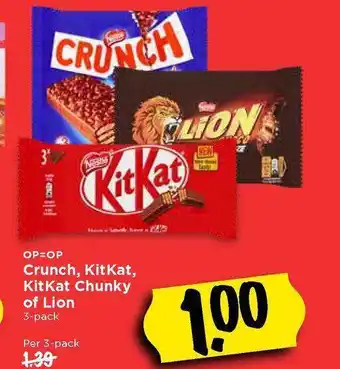 Vomar Voordeelmarkt Crunch, kitkat, kitkat chunky of lion aanbieding