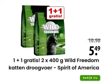 Zooplus 2 x 400 g Wild Freedom katten droogvoer - Spirit of America aanbieding