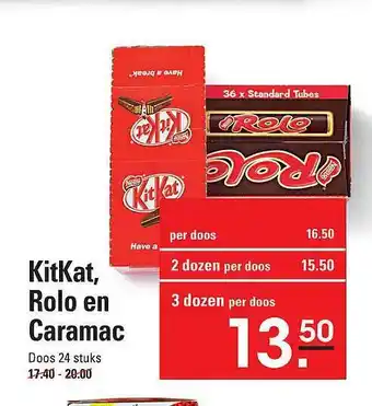 Sligro Kitkat, rolo en caramac aanbieding