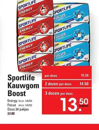 Sligro Sportlife kauwgom boost aanbieding