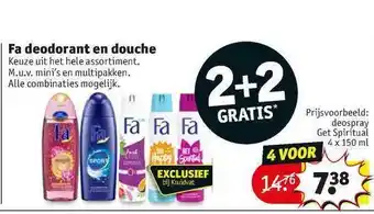 Kruidvat Fa deodorant en douche 4x150 ml aanbieding