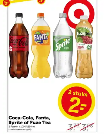 Coop Coca-cola, fanta, sprite of fuze tea 1000/1250 ml aanbieding