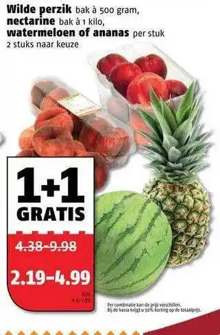 Poiesz Wilde Perzik, Nectarine Of Watermeloen Of Ananas 1+1 Gratis aanbieding