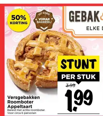 Vomar Voordeelmarkt Versgebakken Roomboter Appeltaart 50% Korting aanbieding