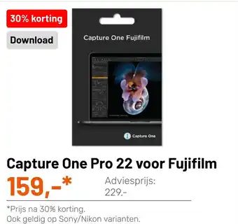 Kamera Express Capture One Pro 22 voor Fujifilm aanbieding