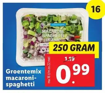 Lidl Groentemix macaroni- spaghetti 250g aanbieding