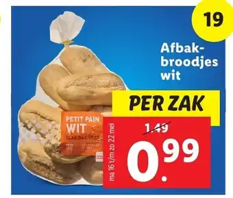 Lidl Afbak-broodjes wit aanbieding