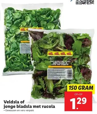 Lidl Veldsla of jonge bladsla met rucola 150g aanbieding