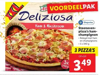 Lidl Steenoven- pizza's ham- champignon aanbieding