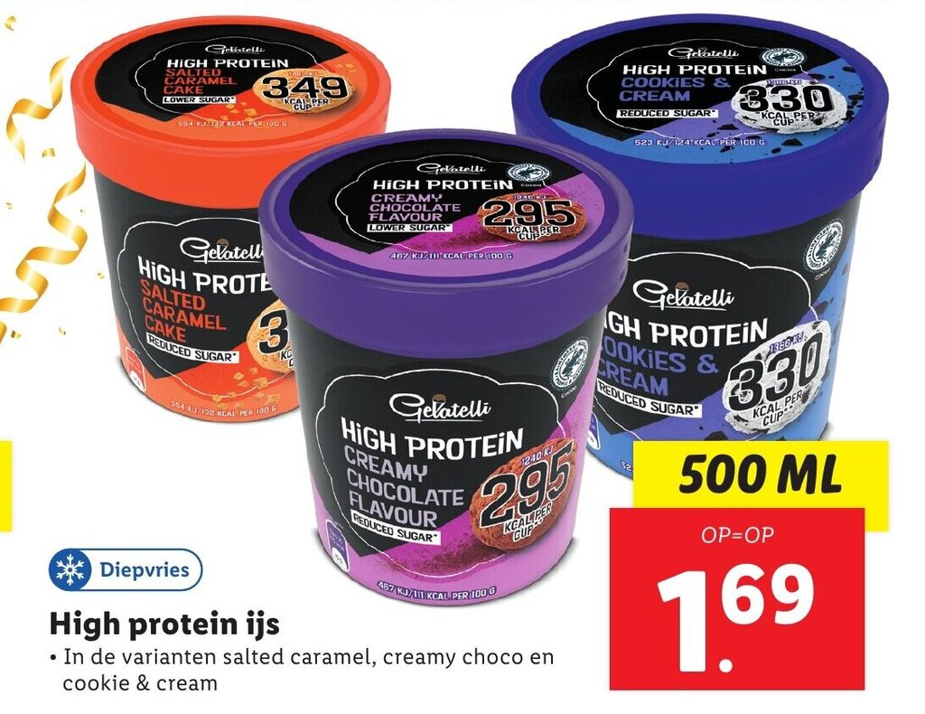 High protein ijs 500ml aanbieding bij Lidl