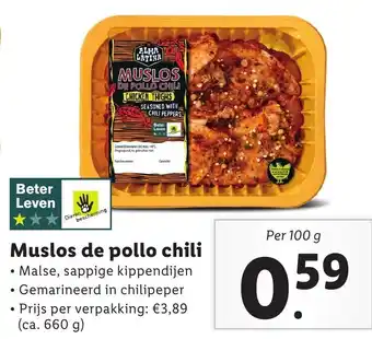 Lidl Muslos de pollo chili 100g aanbieding