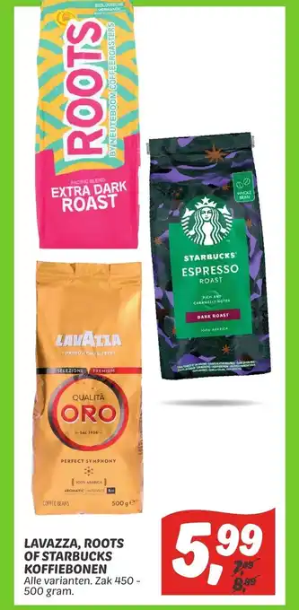 Dekamarkt Lavazza, roots of starbucks koffiebonen aanbieding