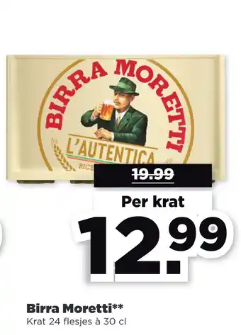 PLUS Birra Moretti** Krat 24 flesjes à 30 cl aanbieding