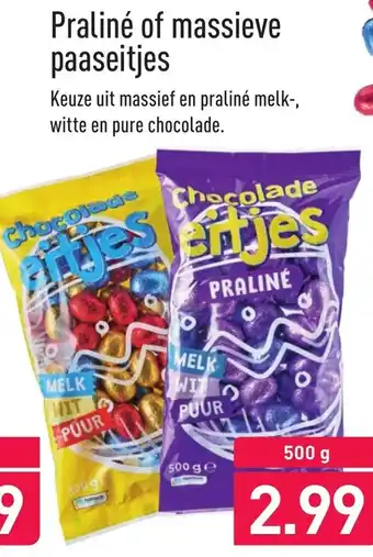 ALDI Praline of massieve paaseitjes 500g aanbieding