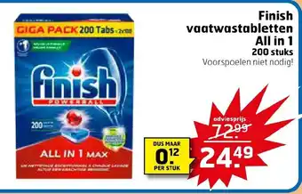 Trekpleister Finish vaatwastabletten All in 1 aanbieding