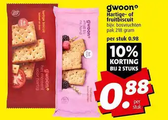 Boni Gwoonº hartige- of fruitbiscuit 10% Korting Bij 2 Stuks aanbieding