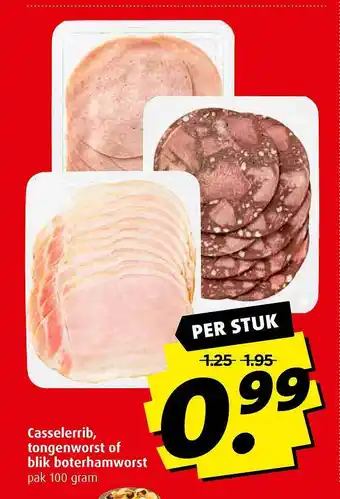 Boni Casselerrib, Tongenworst Of Blik Boterhamworst 100g aanbieding