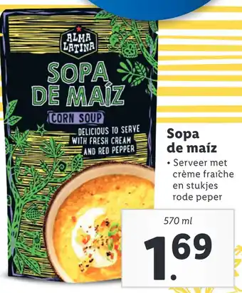 Lidl Sopa de maíz aanbieding