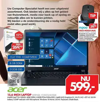 Vobis Acer 15,6 Inch Laptop Extensa 15 EX215-52-5538 aanbieding