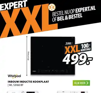 Expert Whirlpool Inbouw Inductie Kookplaat WL S3160BF 60 cm aanbieding