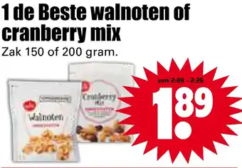 Dirk 1 de Beste walnoten of cranberry mix 200g aanbieding