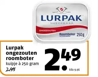 Poiesz Lurpak ongezouten roomboter 250g aanbieding