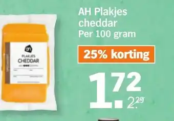 Albert Heijn Plakjes cheddar 100g aanbieding