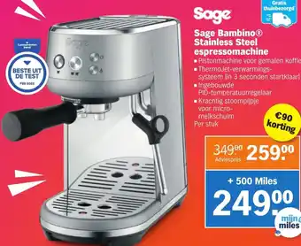 Albert Heijn Sage bambino stainless steel espressomachine aanbieding