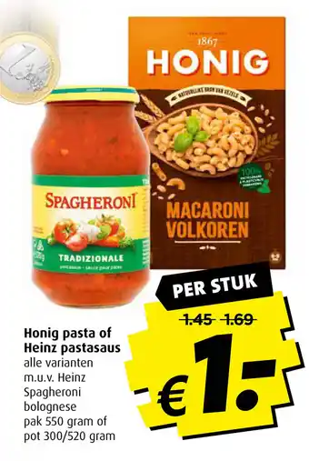 Boni Honig pasta of Heinz pastasaus aanbieding