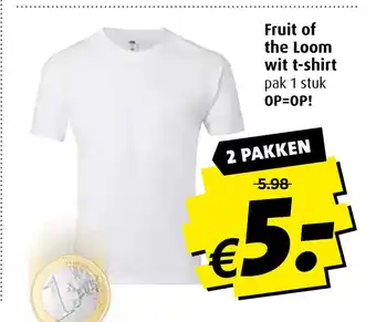 Boni Fruit of the Loom wit t-shirt aanbieding