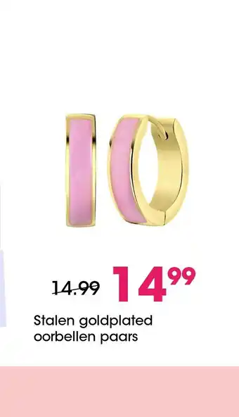 Lucardi Stalen goldplated oorbellen paars aanbieding