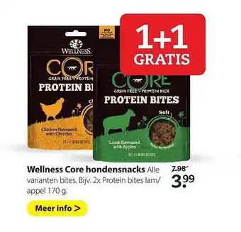 Boerenbond Wellness Core Hondensnacks 1+1 Gratis 170g aanbieding