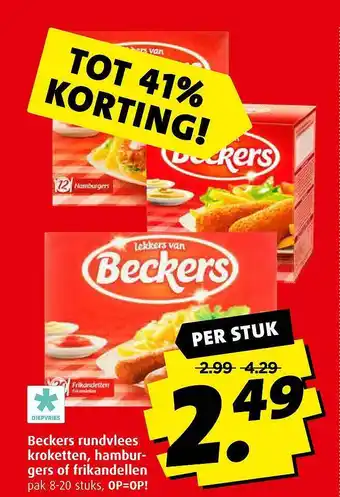 Boni Beckers Rundvlees Kroketten, Hamburgers Of Frikandellen Tot 41% Korting aanbieding