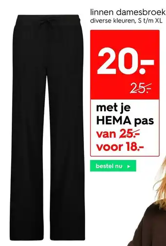 HEMA linnen damesbroek aanbieding