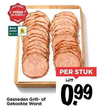 Vomar Voordeelmarkt Gesneden Grill- Of Gekookte Worst aanbieding