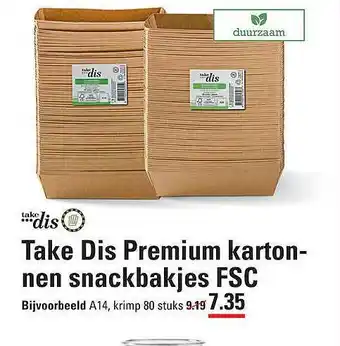 Sligro Take Dis Premium Kartonen Snackbakjes aanbieding