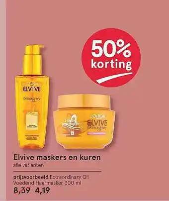 Etos Elvive Maskers En Kuren 50% Korting 300ml aanbieding