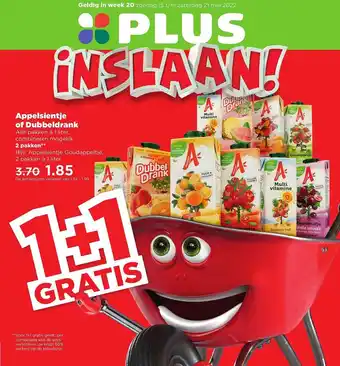 PLUS Appelsientje Of Dubbeldrank 1+1 Gratis aanbieding