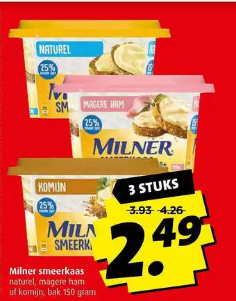 Boni Milner Smeerkaas Naturel, Magere Ham Of Komijn 150g aanbieding