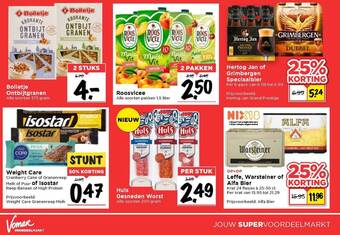 Vomar Voordeelmarkt Bolletje Ontbijtgranen, Roosvicee, Hertog Jan Of Grimbergen Speciaalbier, Weight Care Of Isostar, Huls Gesneden Worst, Leffe, aanbieding