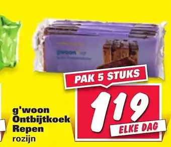 Nettorama G'woon Öntbijtkoek Repen aanbieding