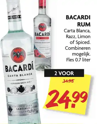 Dekamarkt Bacardi rum 0.7 liter aanbieding