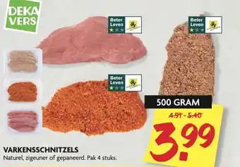 Dekamarkt Varkensschnitzels 500g aanbieding