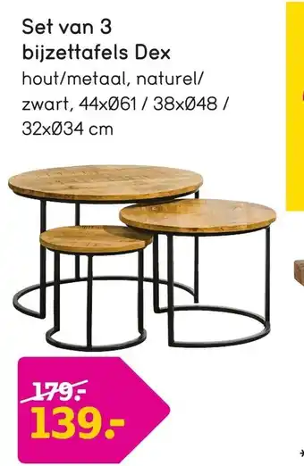 Leen Bakker Set van 3 bijzettafel dex aanbieding