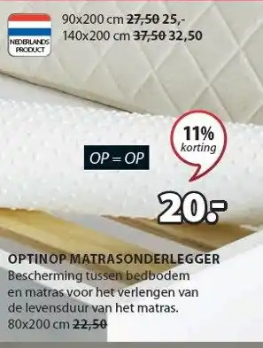 Jysk Optinop matrasonderlegger aanbieding